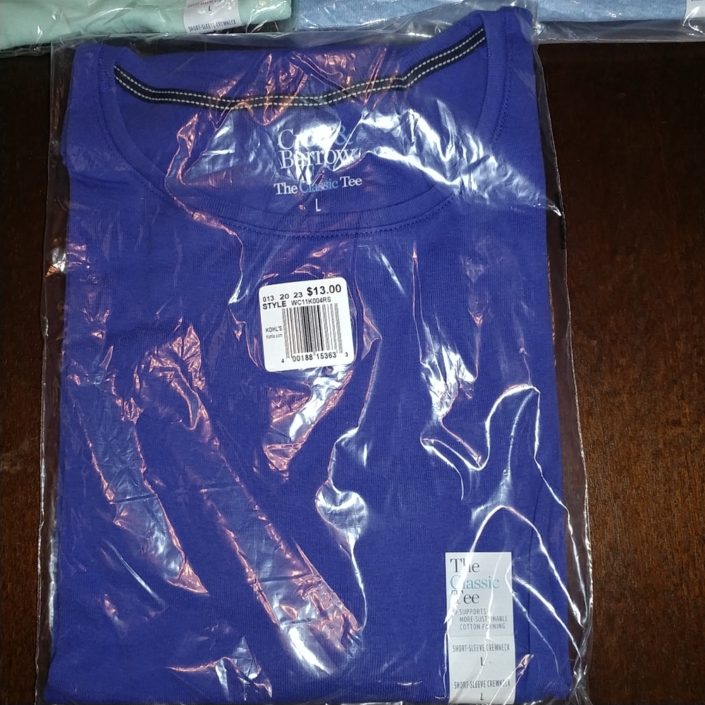 NWT 3 pc Large Women's Croft & Barrow Essential Crewneck Tee 100% Cotton - Picture 5 of 8
